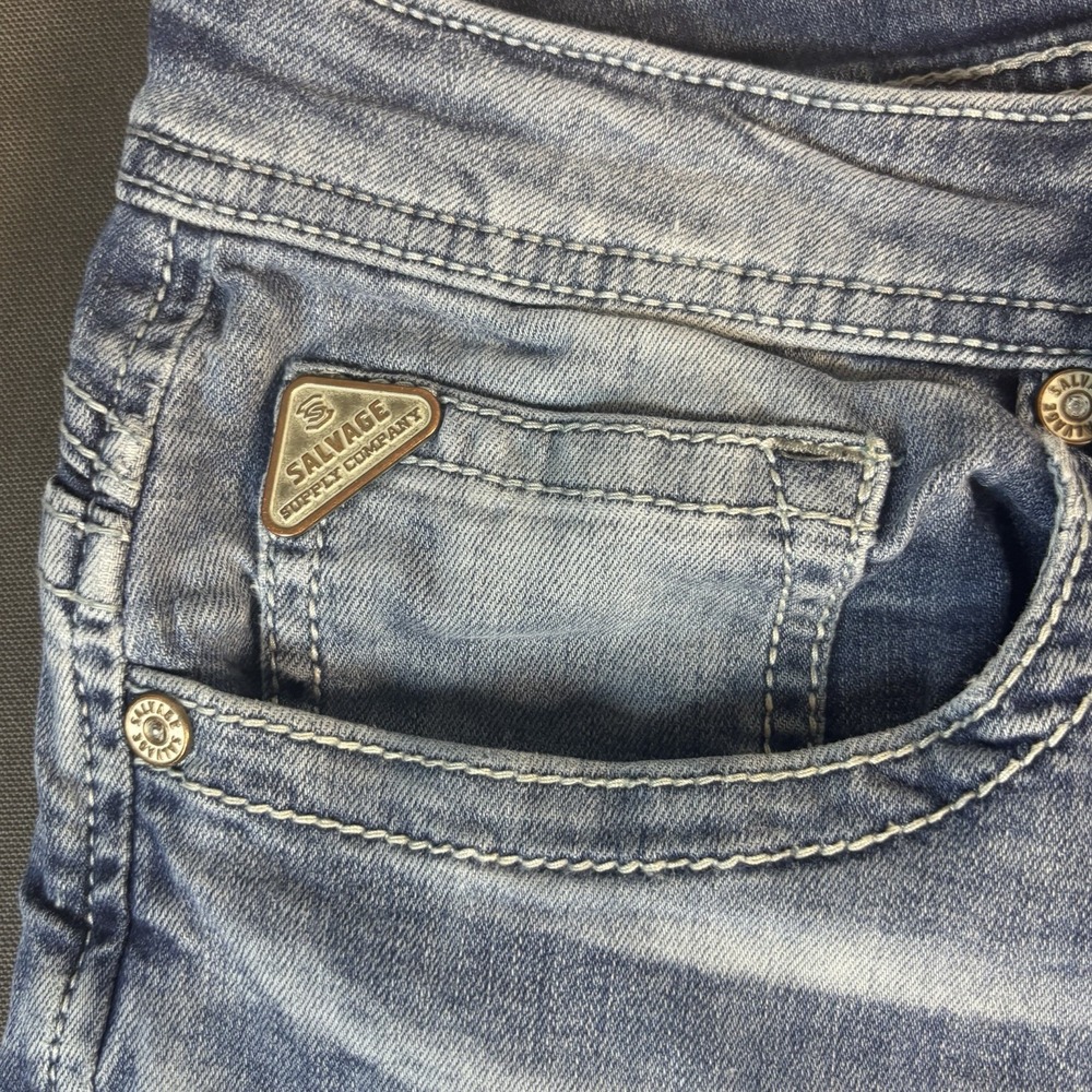 Salvage Buckle Jeans Men's 32(S)- 32x28 Blue Denim Mayhem Straight Regular Fit - Picture 5 of 9
